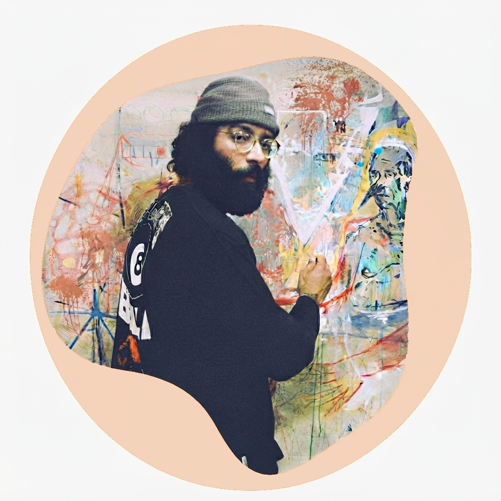 Artist working in studio